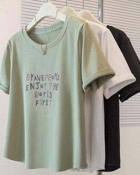 Fat sister loose T-shirt Korean style printing tops for women