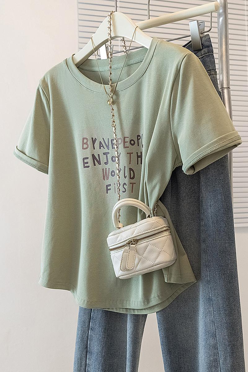 Fat sister loose T-shirt Korean style printing tops for women