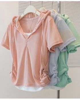 All-match fashionable T-shirt hooded tops for women