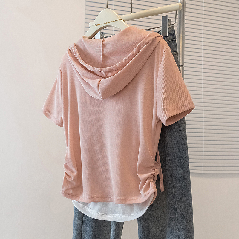 All-match fashionable T-shirt hooded tops for women