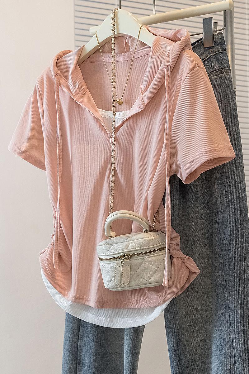All-match fashionable T-shirt hooded tops for women