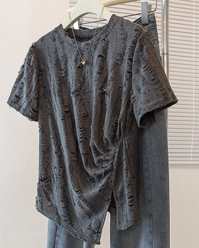 Fat sister irregular T-shirt slim loose tops for women