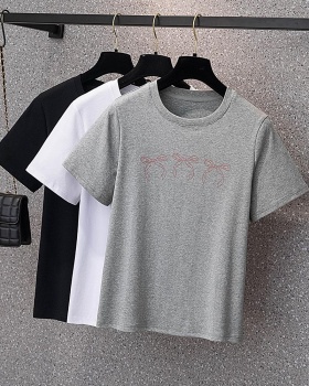 Simple short sleeve T-shirt all-match slim tops for women