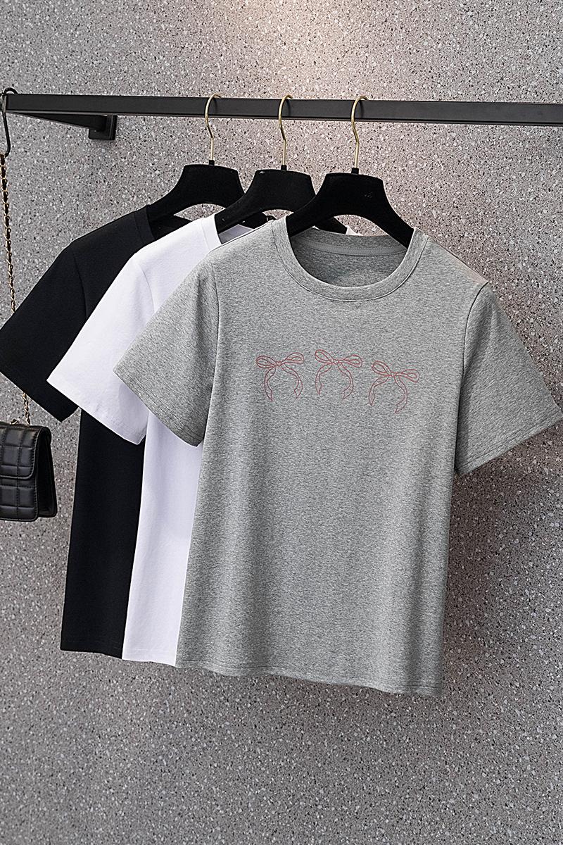 Simple short sleeve T-shirt all-match slim tops for women