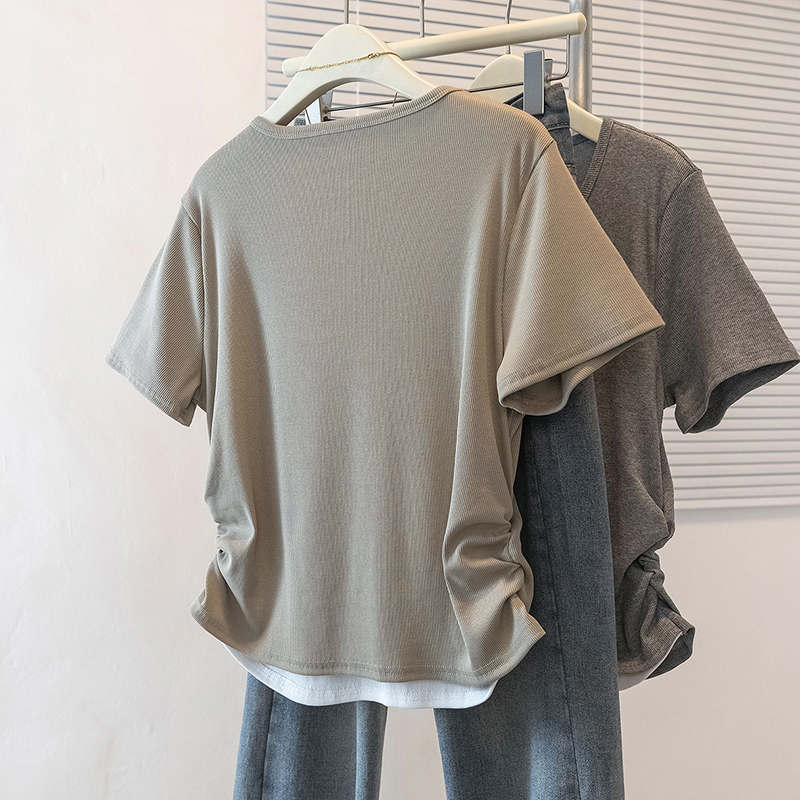 All-match slim tops Korean style T-shirt for women