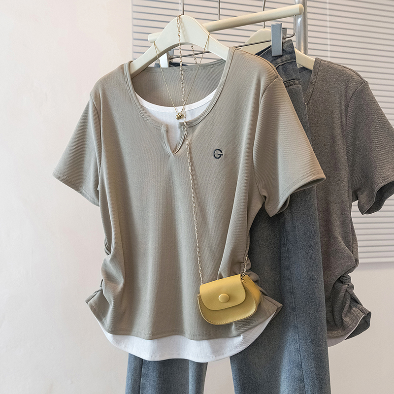 All-match slim tops Korean style T-shirt for women