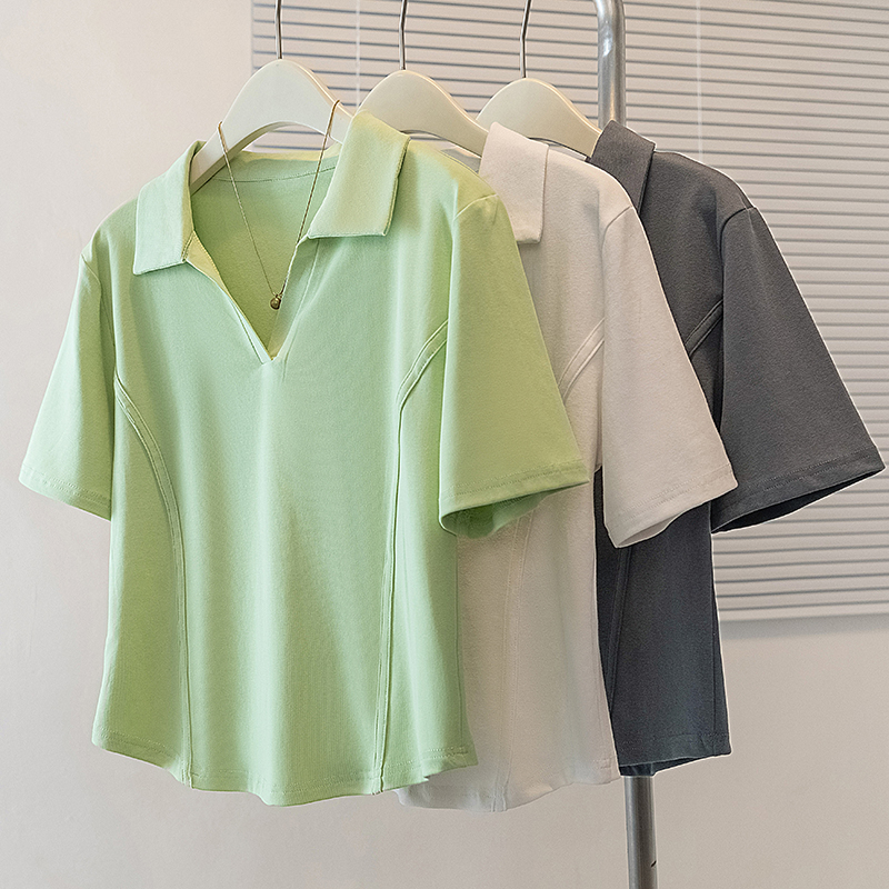 Korean style slim T-shirt all-match summer tops for women