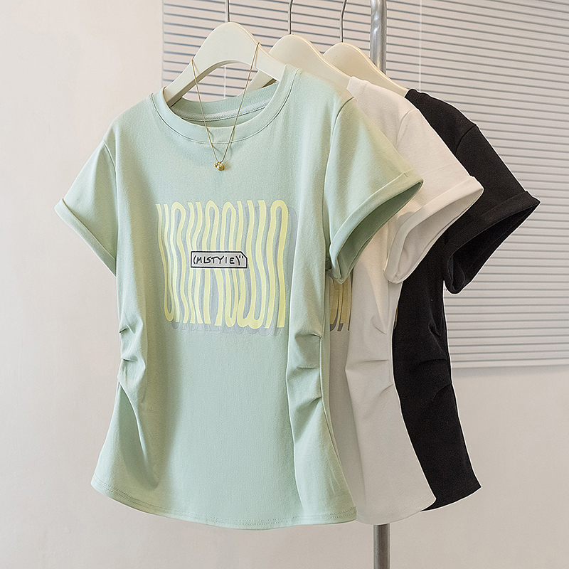 Korean style show young T-shirt fat sister summer tops