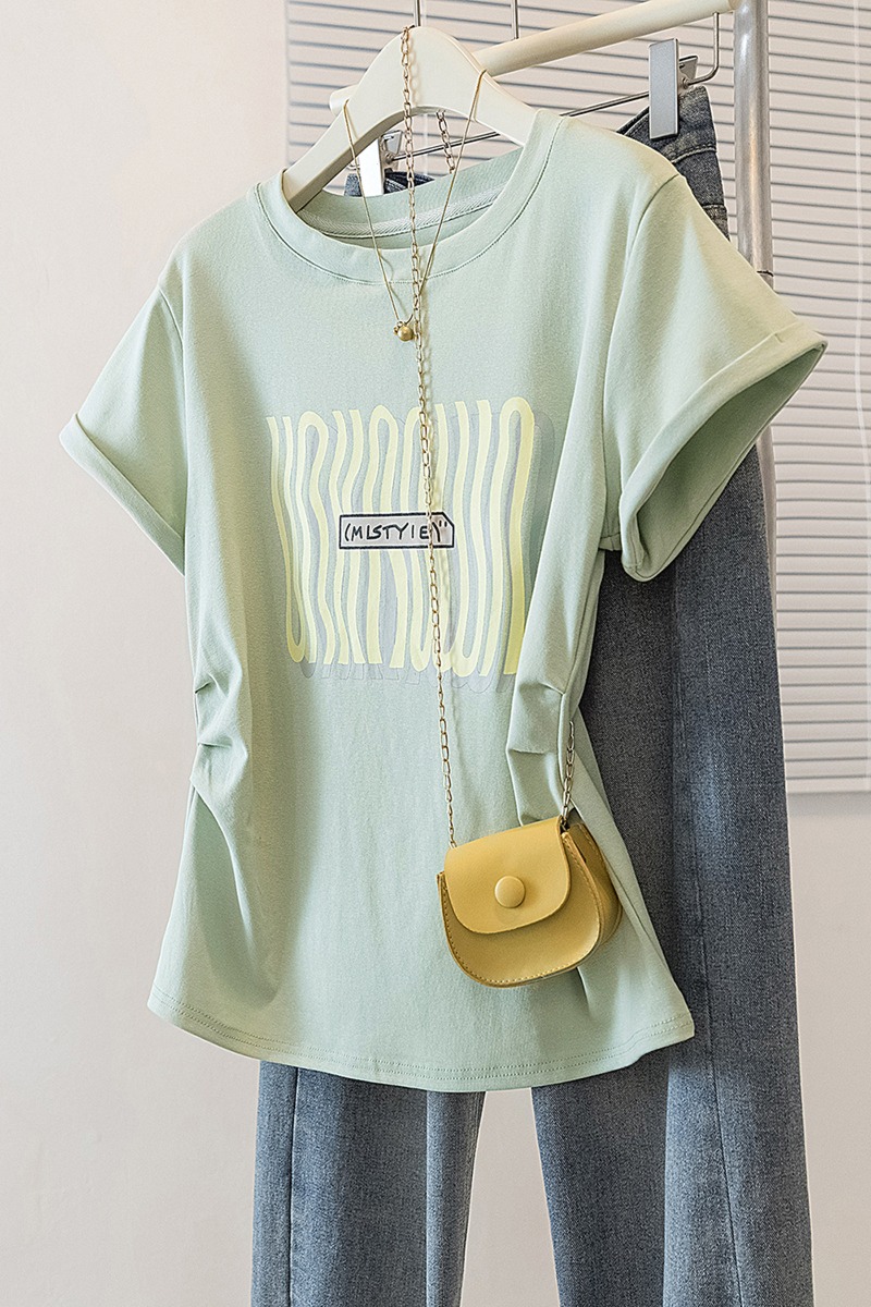 Korean style show young T-shirt fat sister summer tops