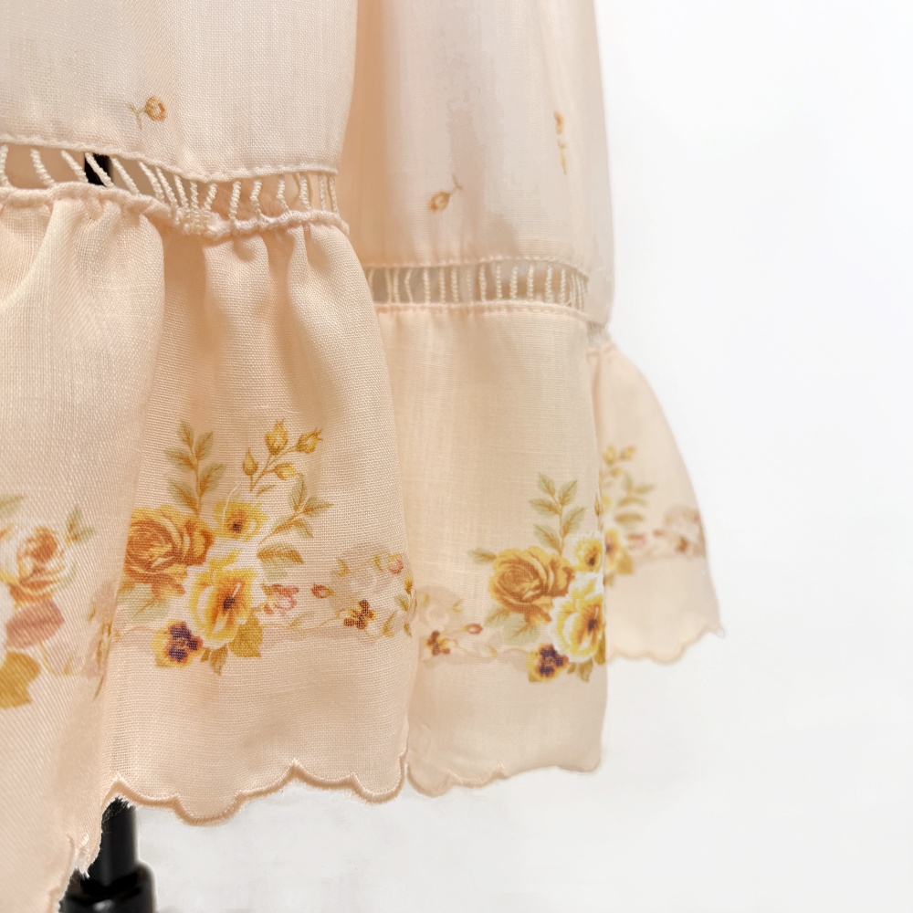 Vacation printing long lace frenum splice dress