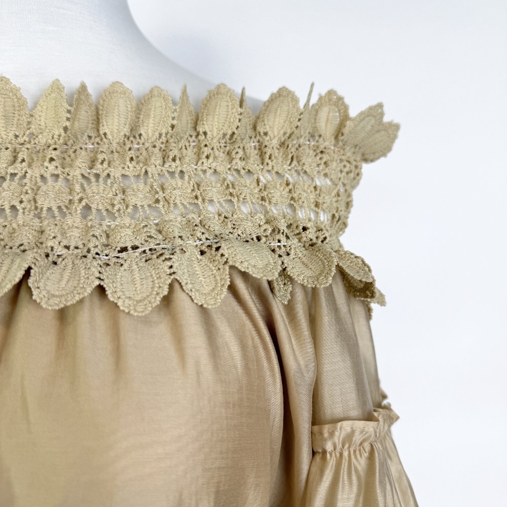 Lace horizontal collar dress long big skirt long dress