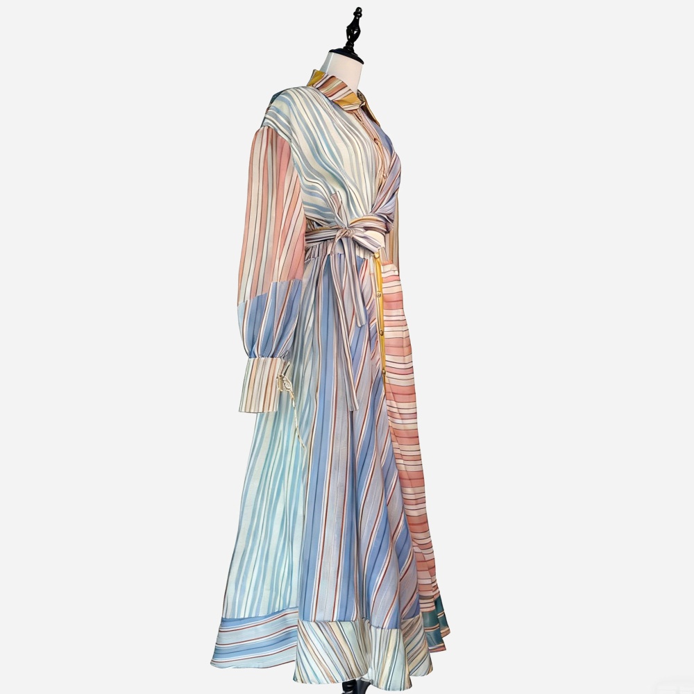 Lapel stripe skirt short long skirt a set