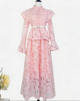 Vacation long dress trumpet sleeves dress