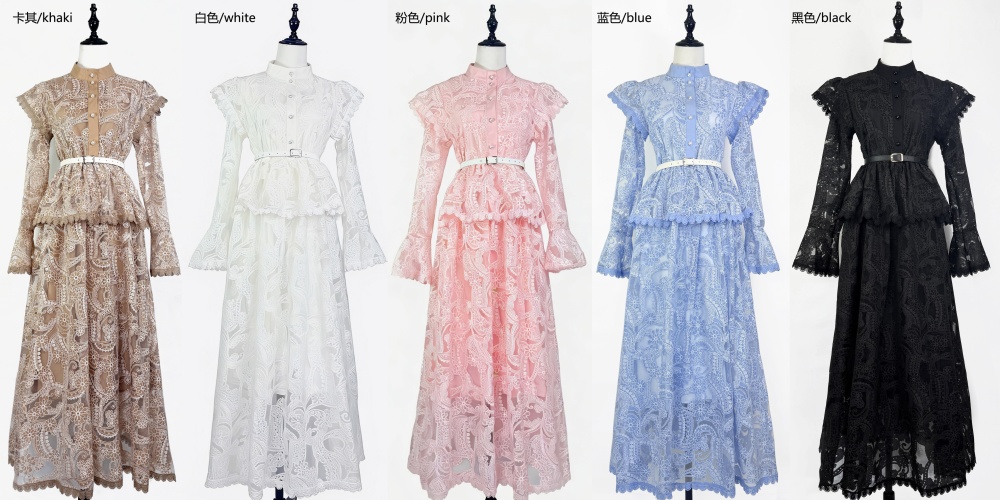 Vacation long dress trumpet sleeves dress