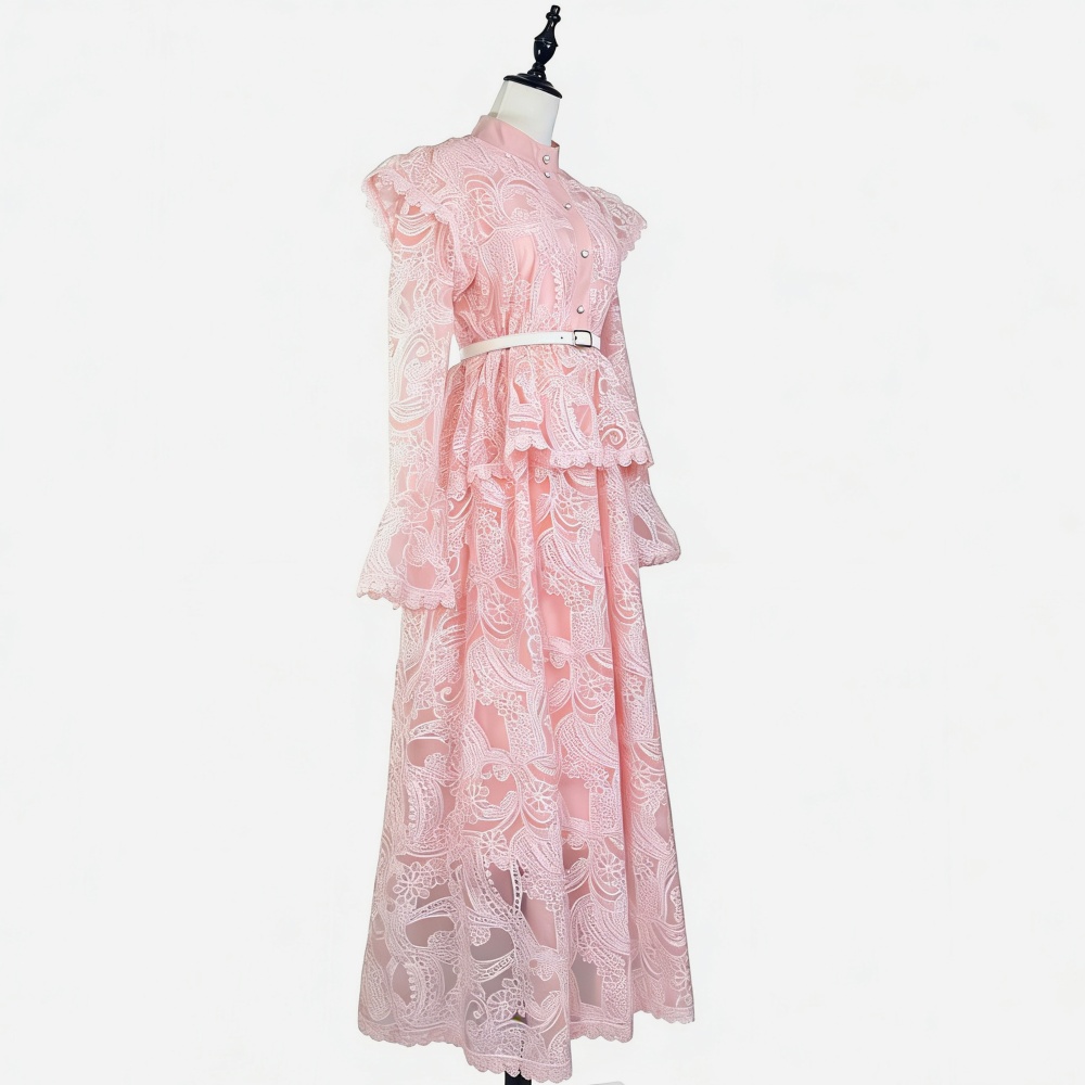 Vacation long dress trumpet sleeves dress