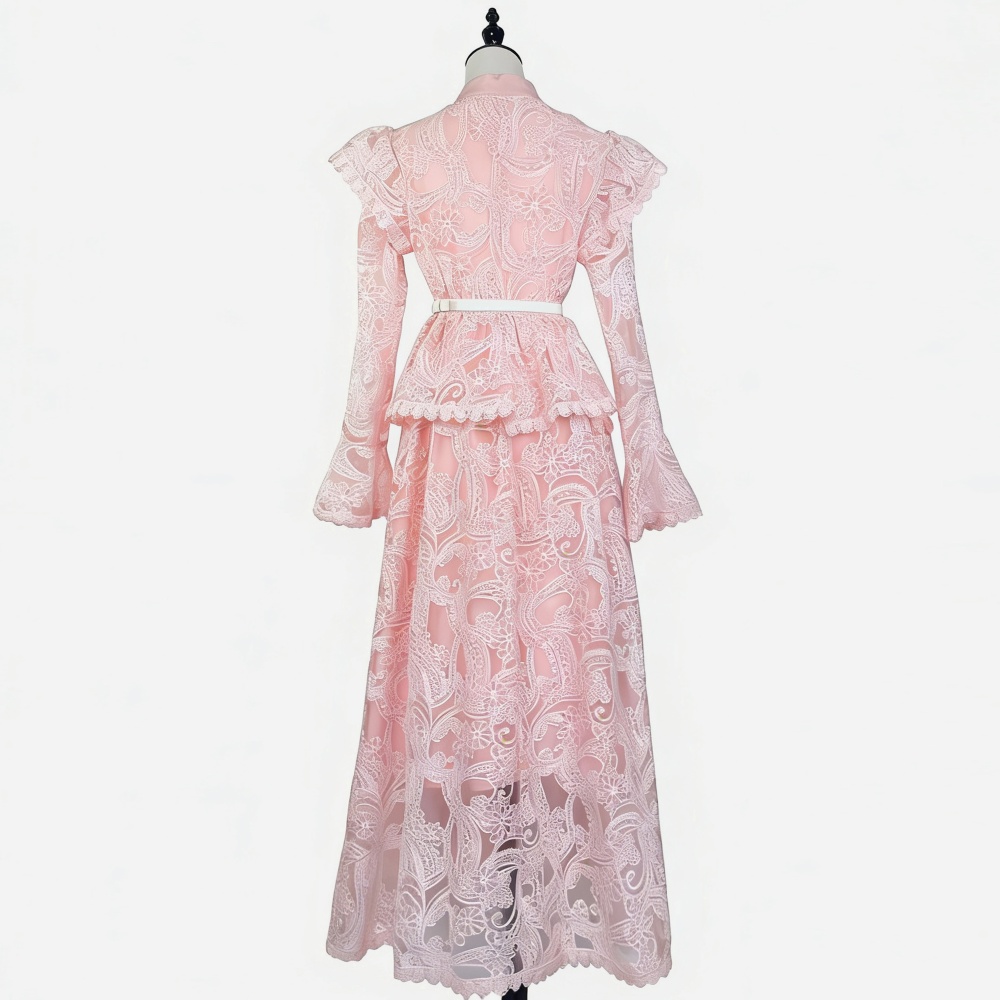 Vacation long dress trumpet sleeves dress