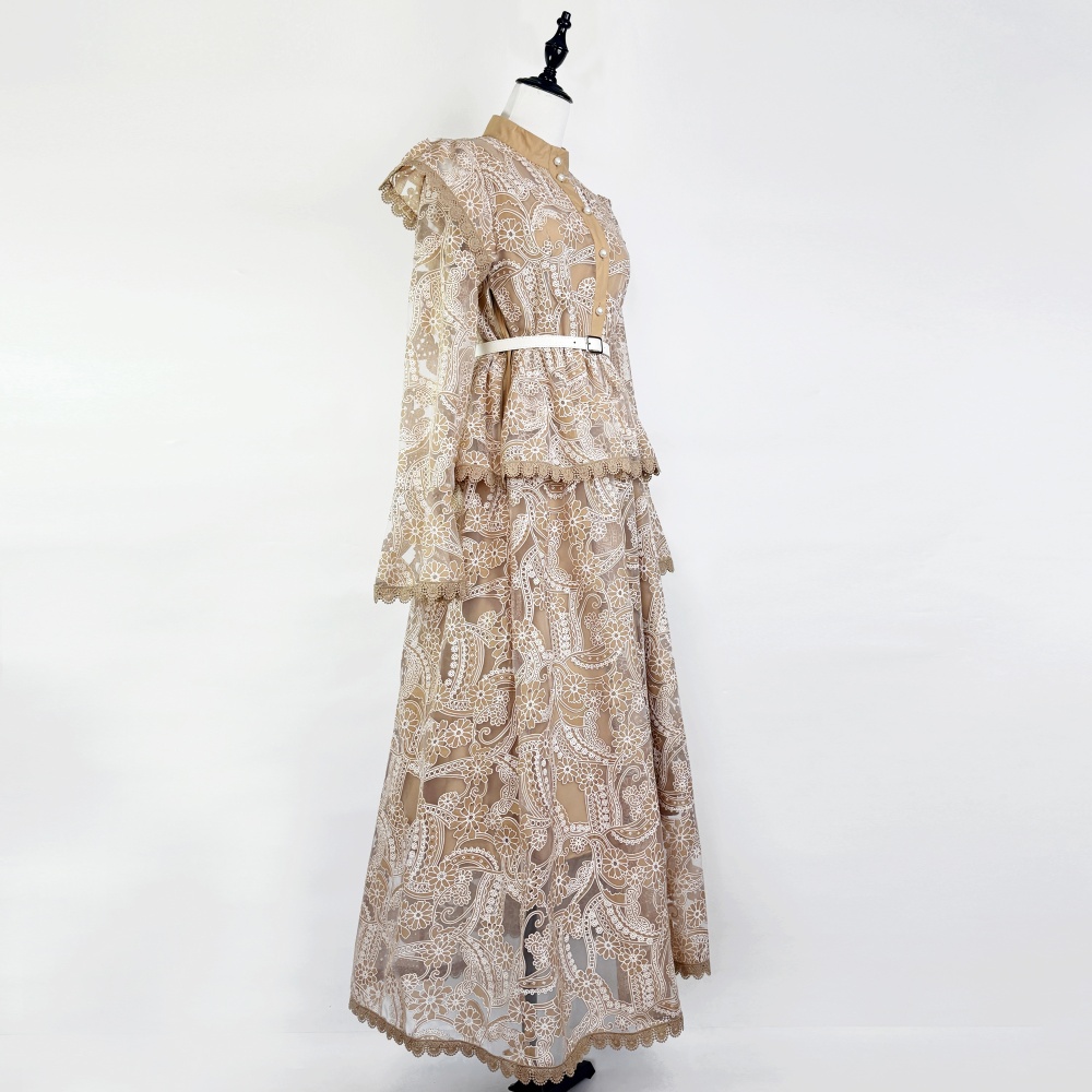 Vacation long dress trumpet sleeves dress