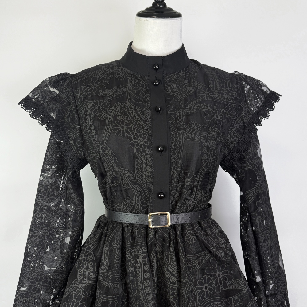 Vacation long dress trumpet sleeves dress