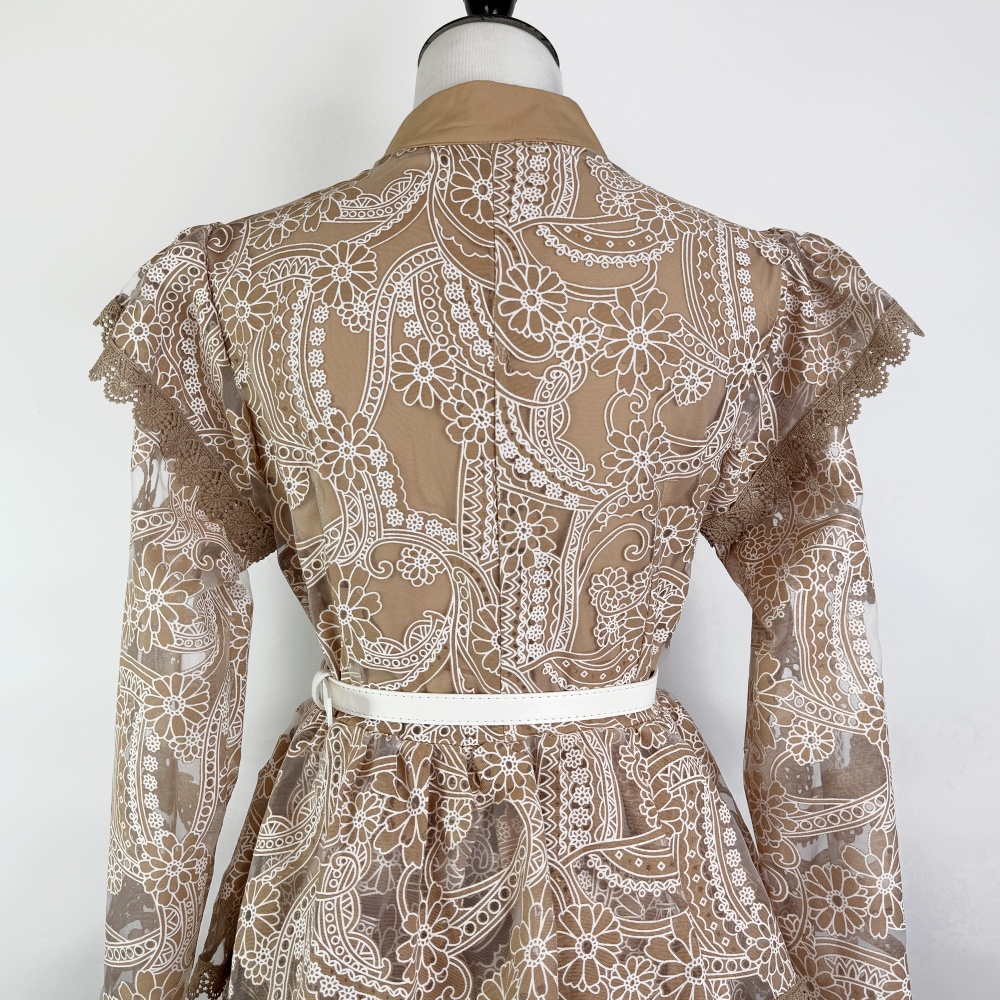 Vacation long dress trumpet sleeves dress