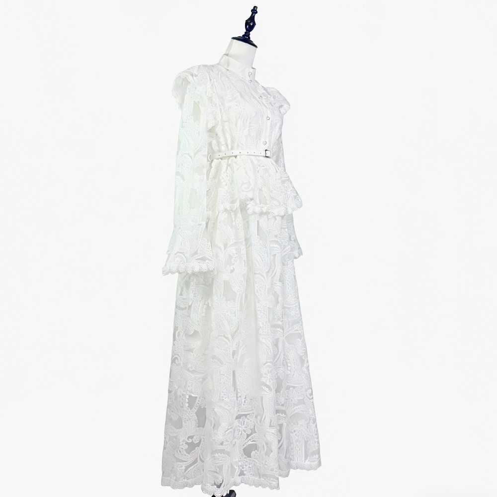 Vacation long dress trumpet sleeves dress