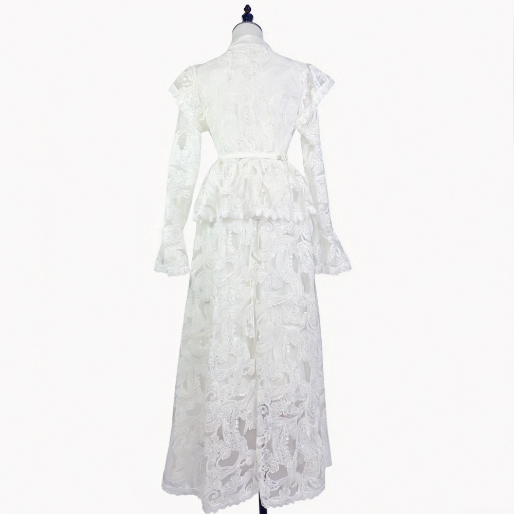 Vacation long dress trumpet sleeves dress