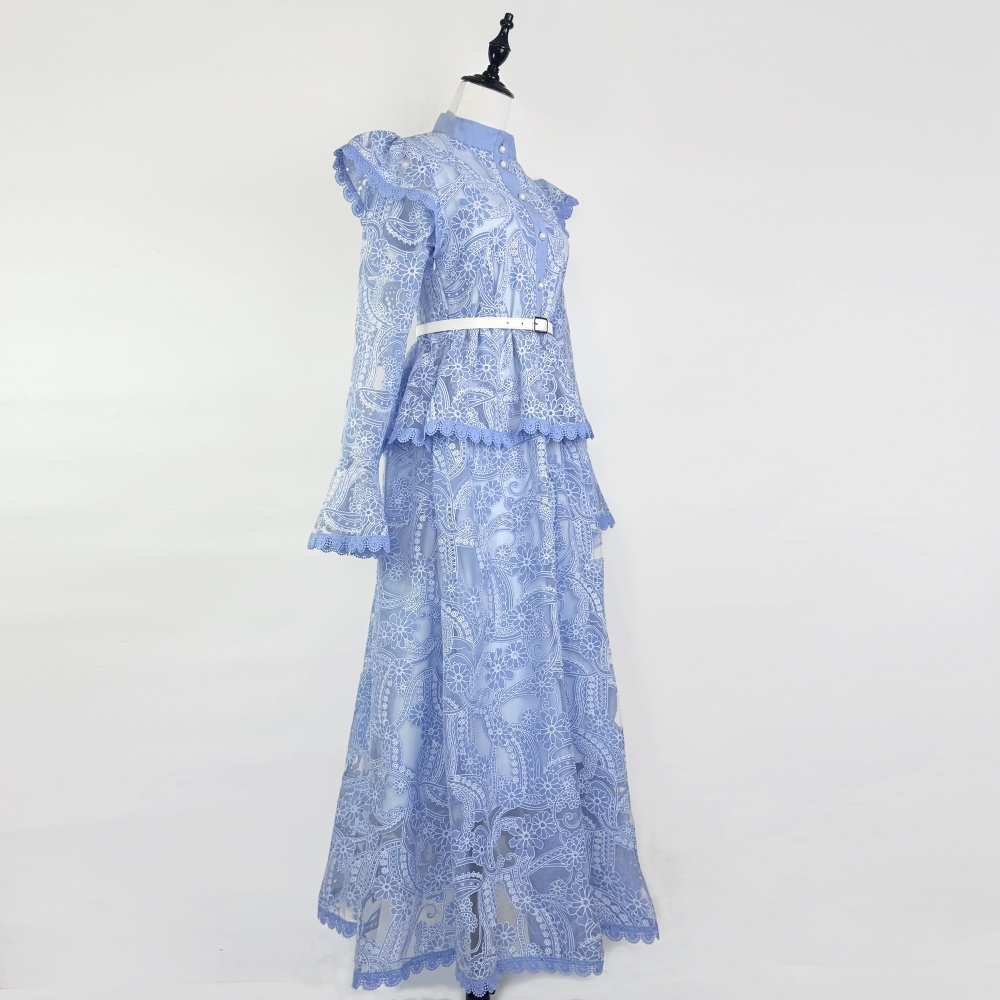 Vacation long dress trumpet sleeves dress