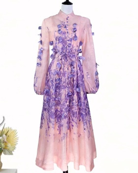 Lady pinched waist unique niche retro dress