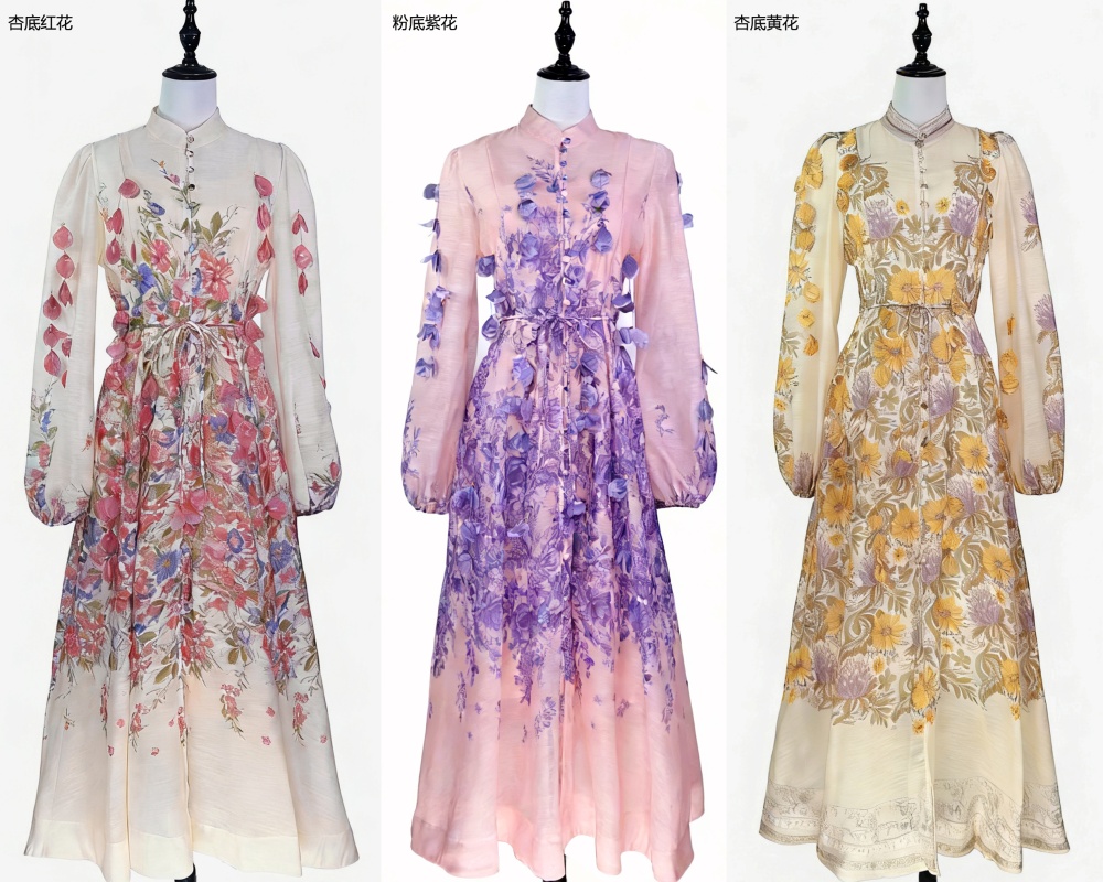 Lady pinched waist unique niche retro dress