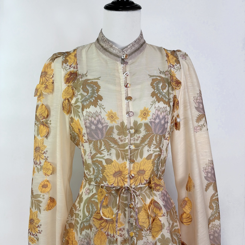 Lady pinched waist unique niche retro dress