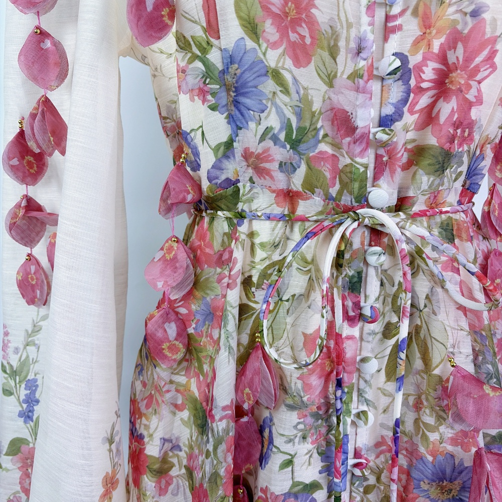 Lady pinched waist unique niche retro dress