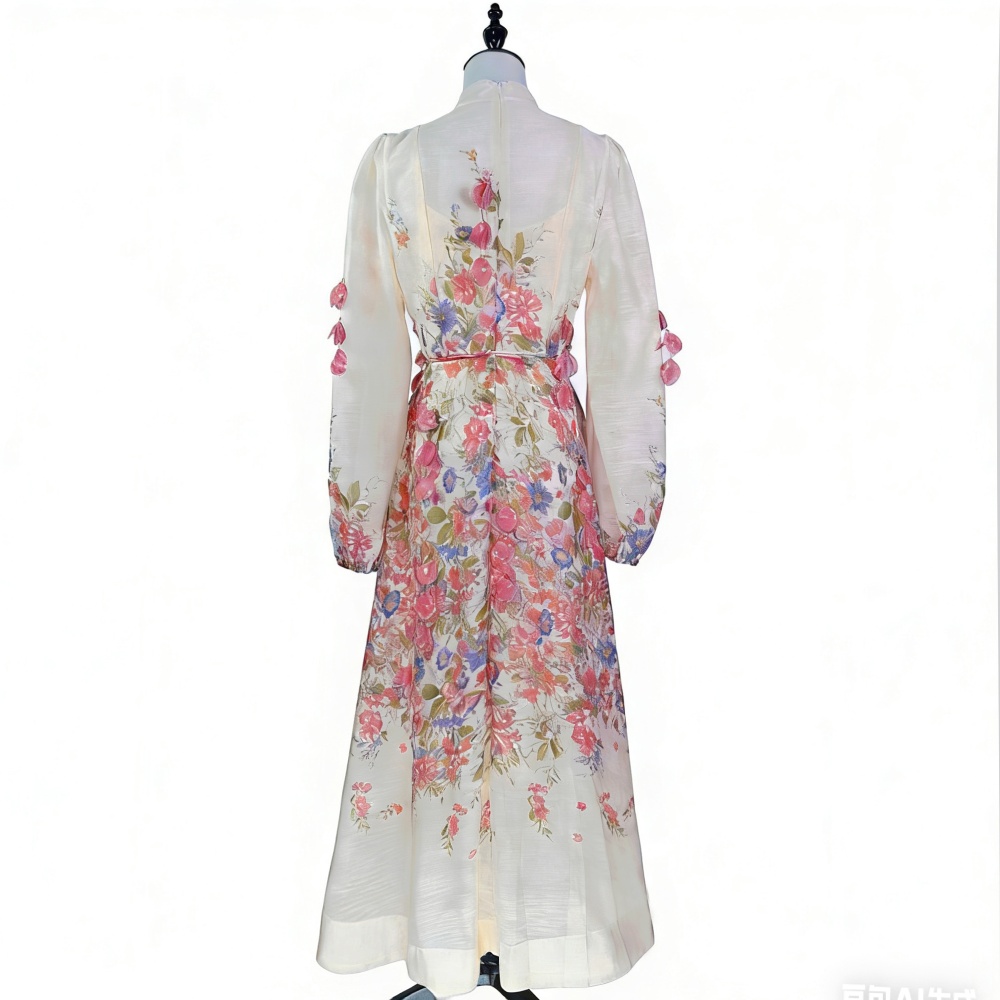 Lady pinched waist unique niche retro dress