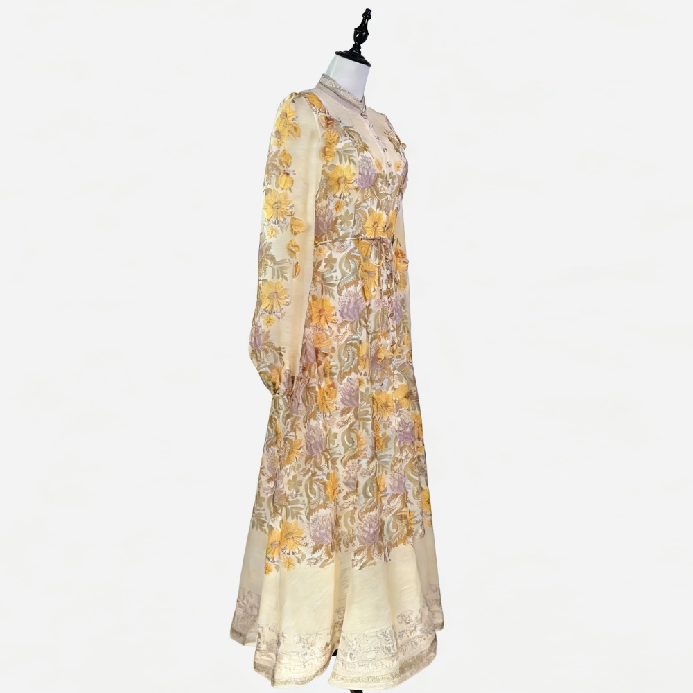 Lady pinched waist unique niche retro dress