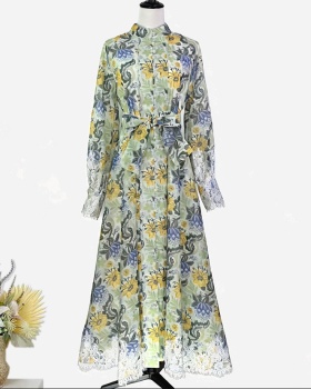 Big skirt dress retro long dress 2pcs set