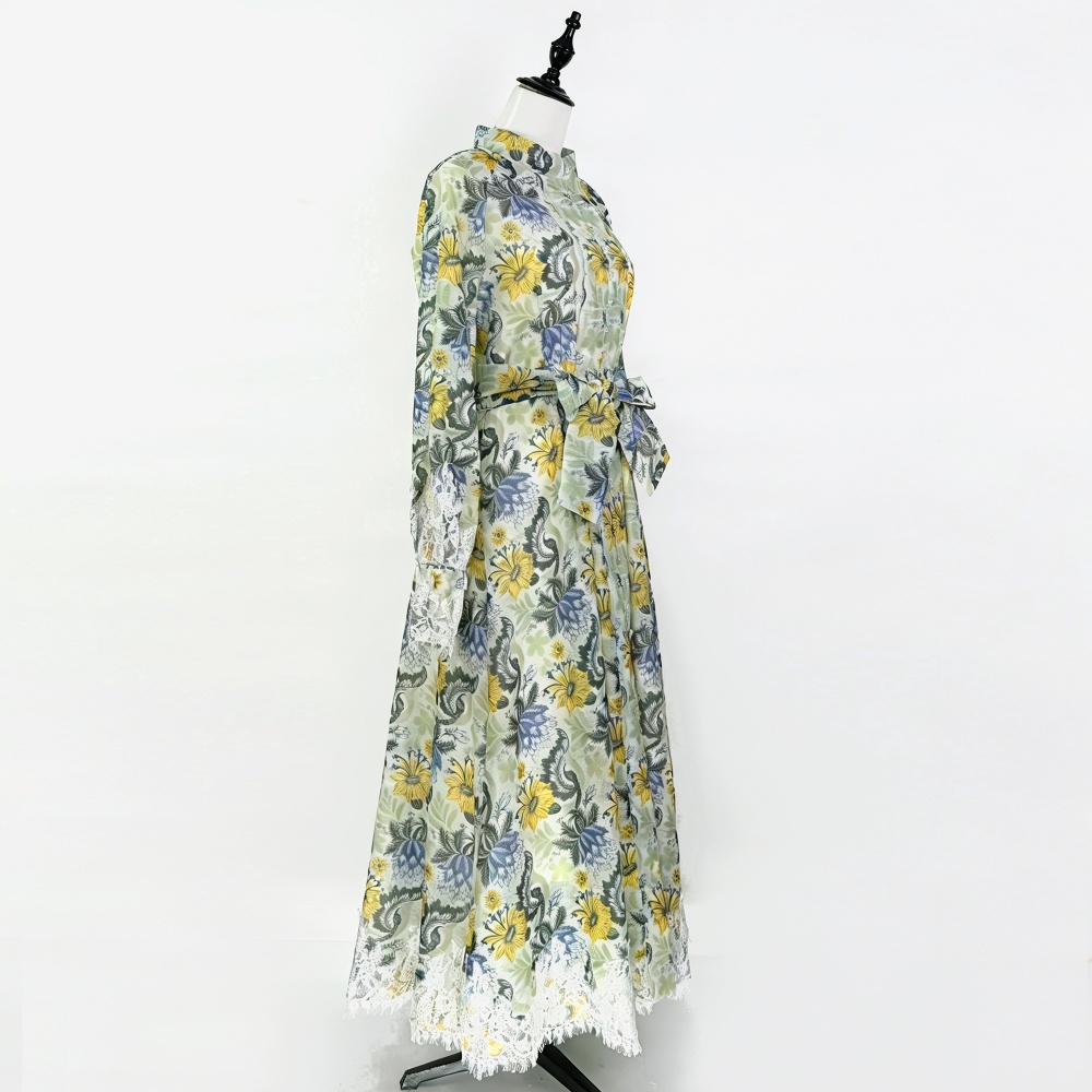 Big skirt dress retro long dress 2pcs set