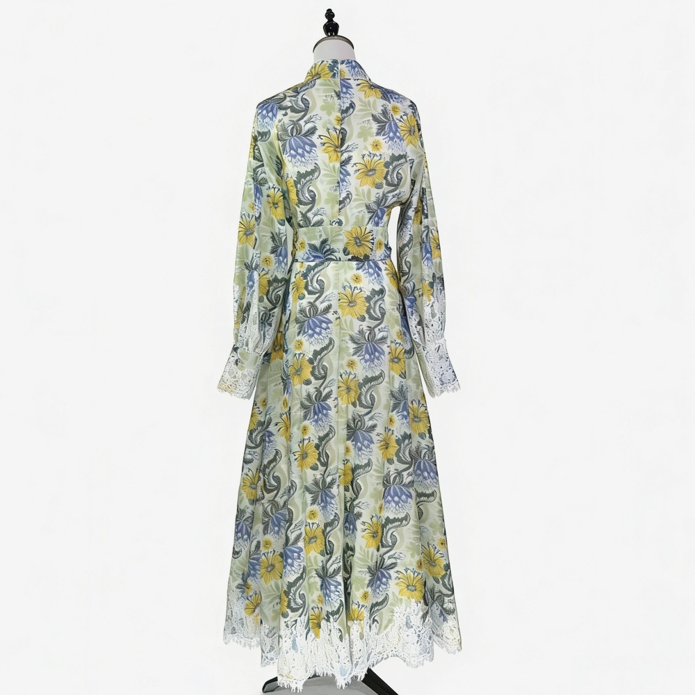 Big skirt dress retro long dress 2pcs set