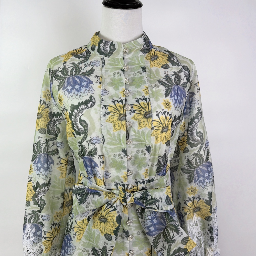 Big skirt dress retro long dress 2pcs set