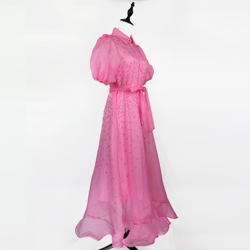 France style rhinestone dress lapel long dress