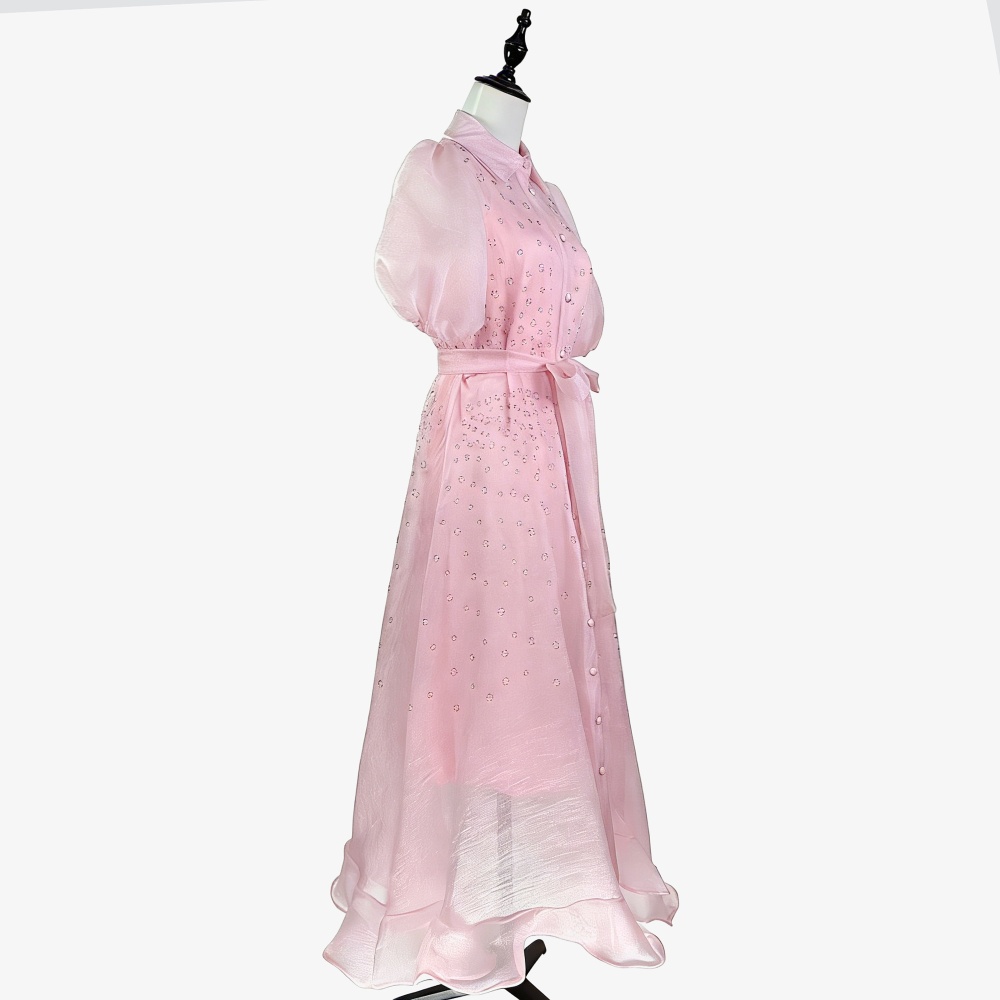 France style rhinestone dress lapel long dress