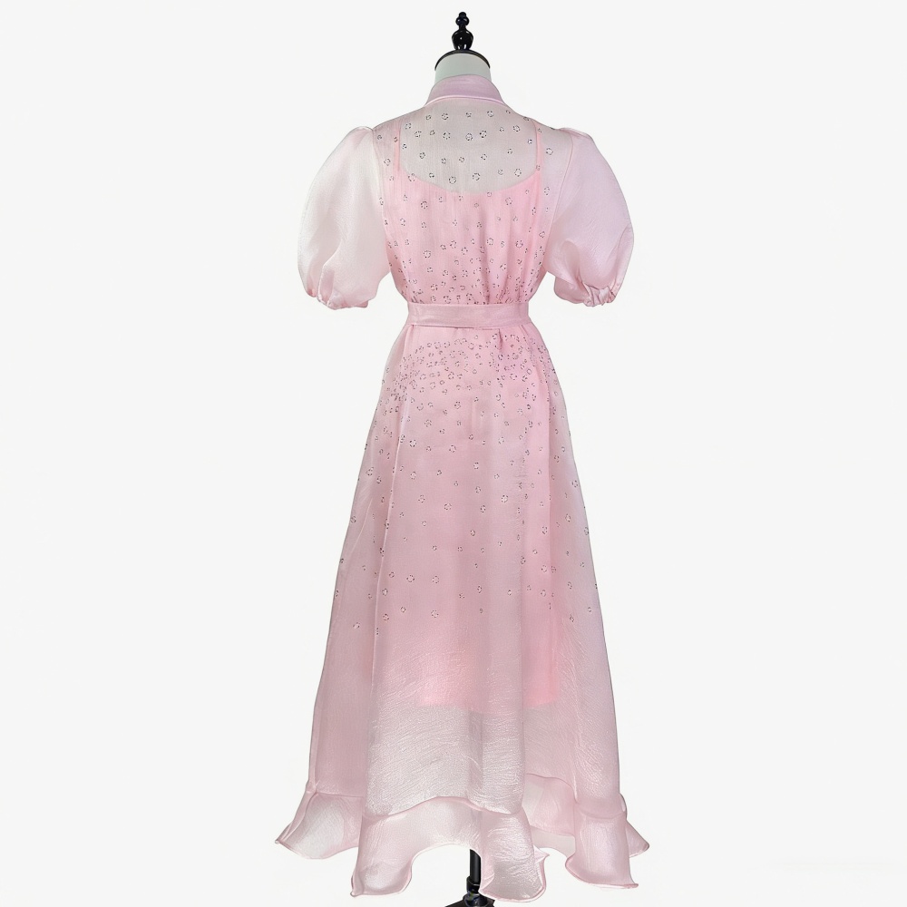 France style rhinestone dress lapel long dress