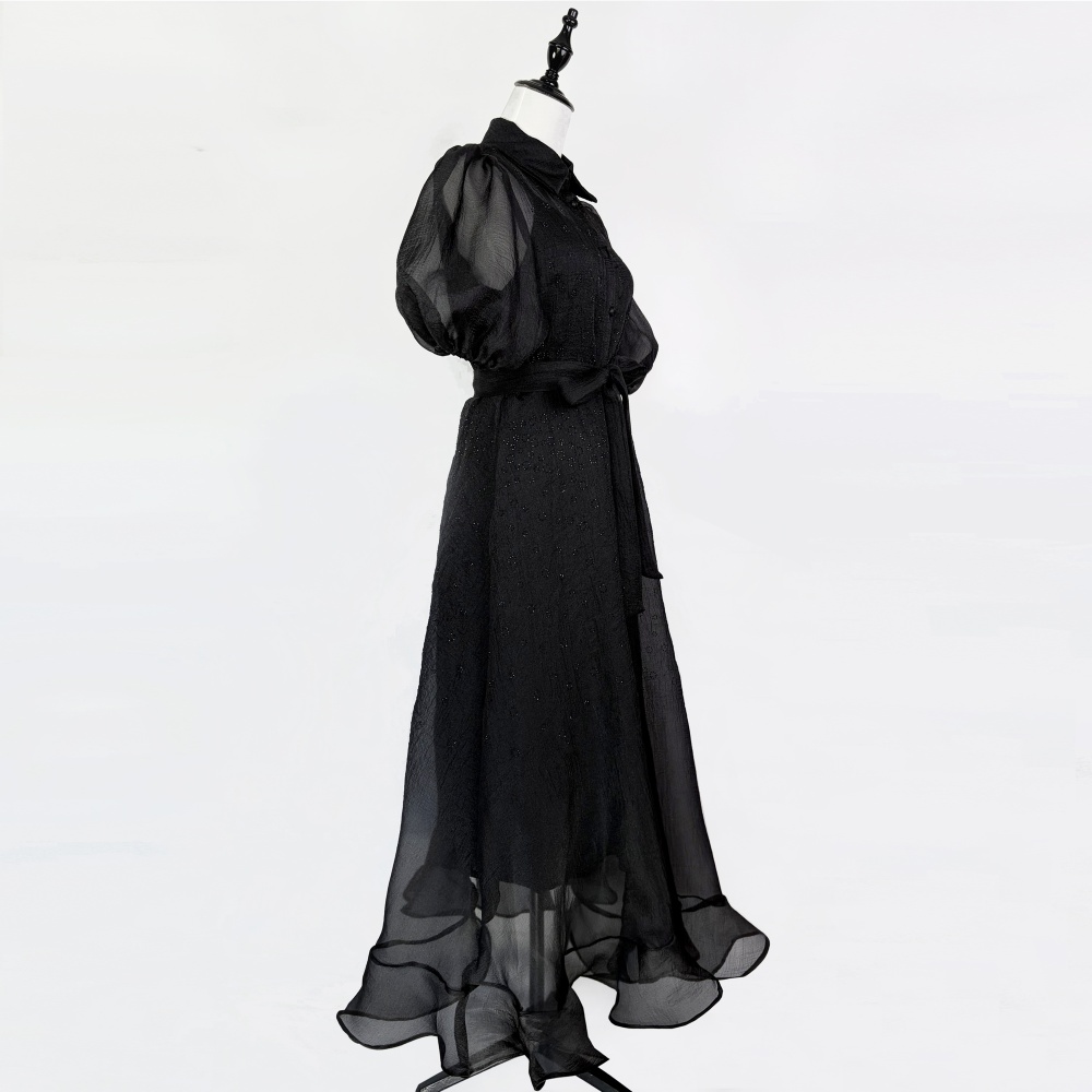 France style rhinestone dress lapel long dress