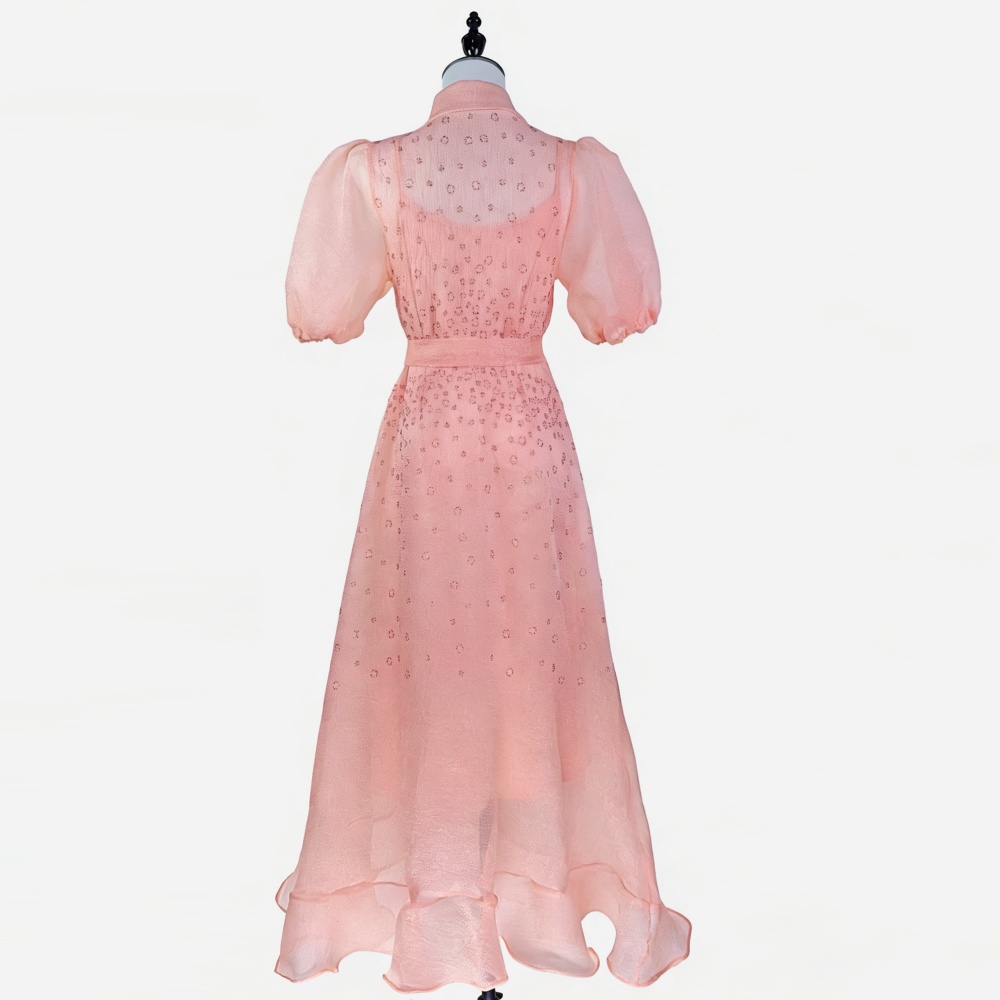 France style rhinestone dress lapel long dress