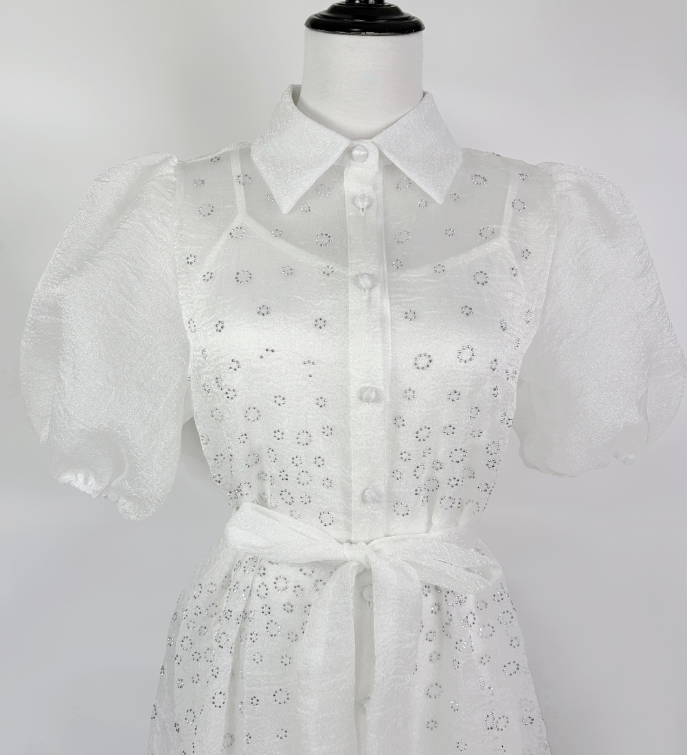 France style rhinestone dress lapel long dress