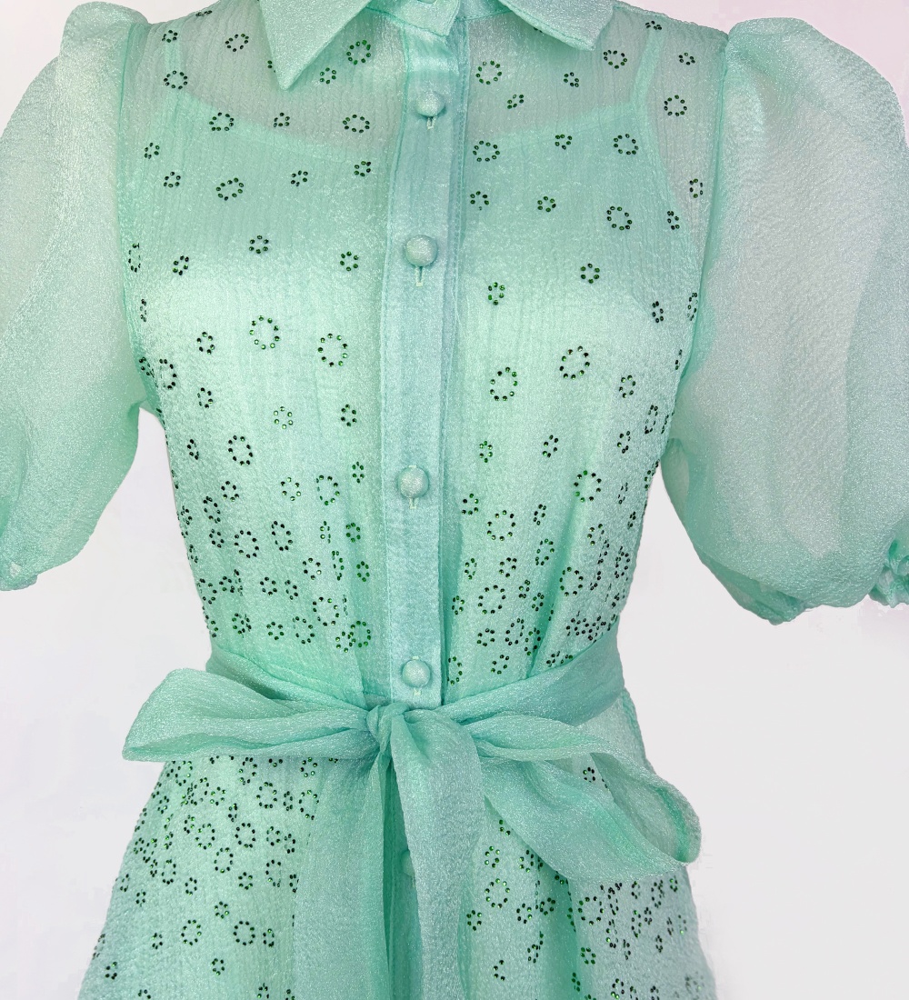 France style rhinestone dress lapel long dress