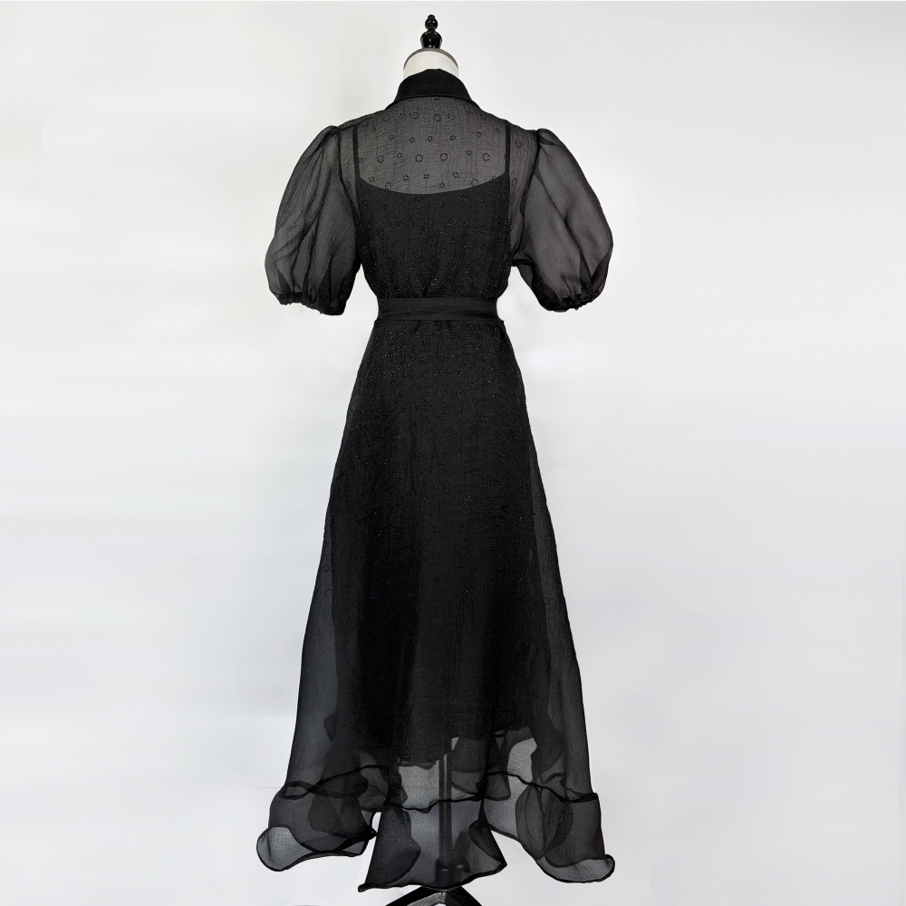 France style rhinestone dress lapel long dress