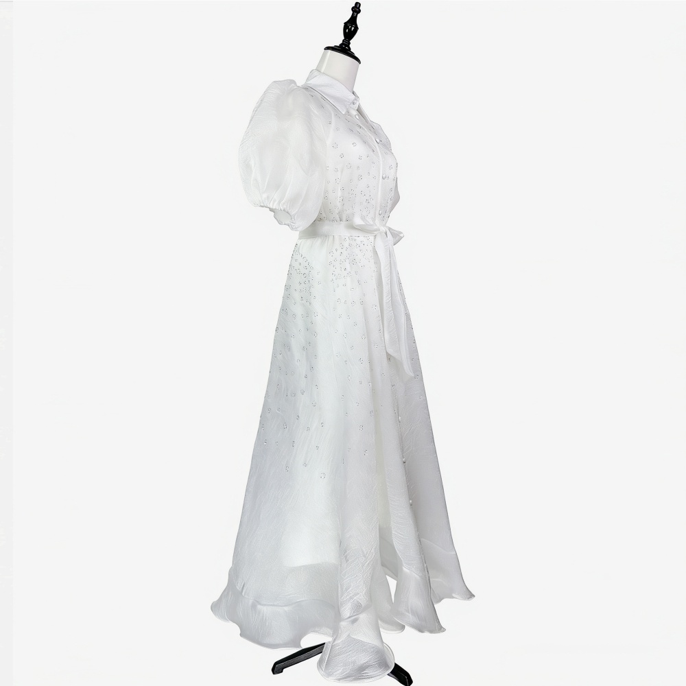 France style rhinestone dress lapel long dress