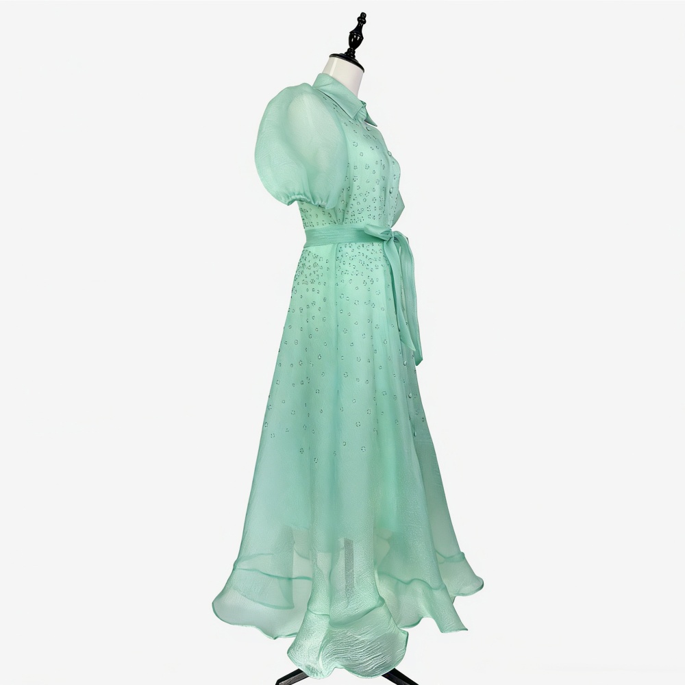 France style rhinestone dress lapel long dress