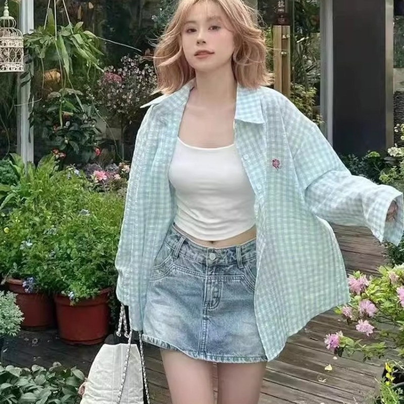 Summer sunscreen tops loose thin shirt for women