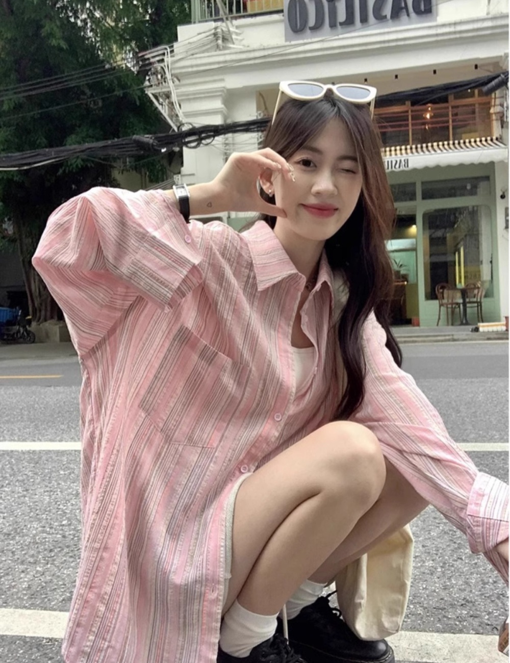 Thin sunscreen shirt spring and summer stripe tops