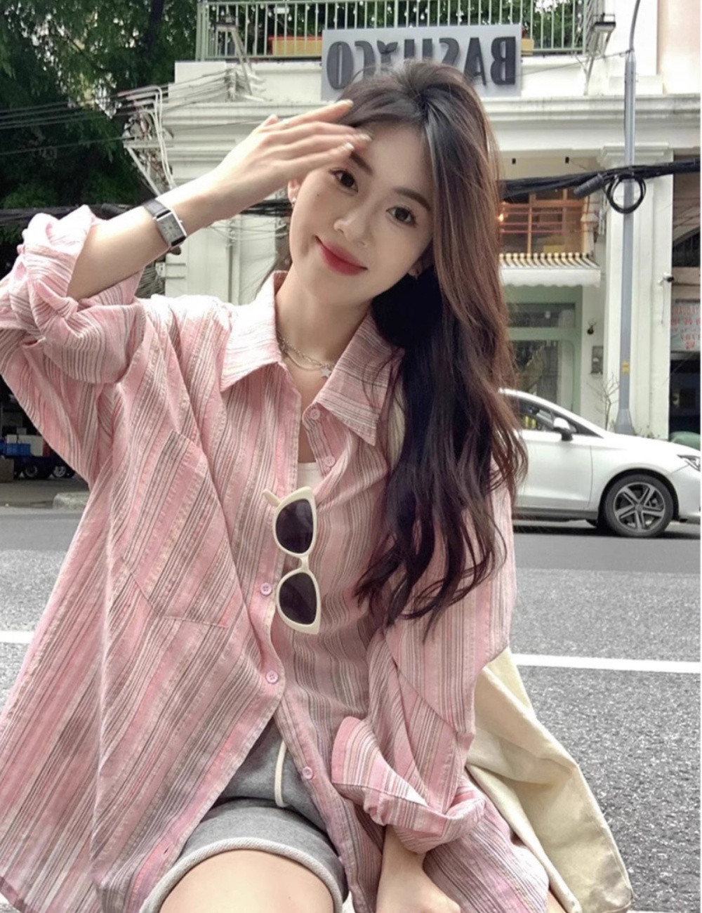 Thin sunscreen shirt spring and summer stripe tops