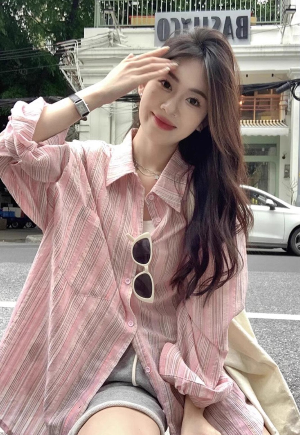 Thin sunscreen shirt spring and summer stripe tops